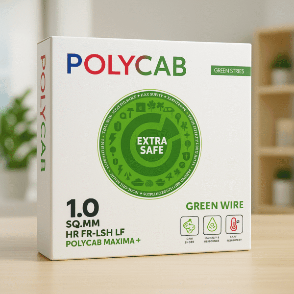 POLYCAB MAXIMA+ Green Wire – HR FR-LSH LF | 90m Coil | RoHS & REACH Compliant | Flame Retardant